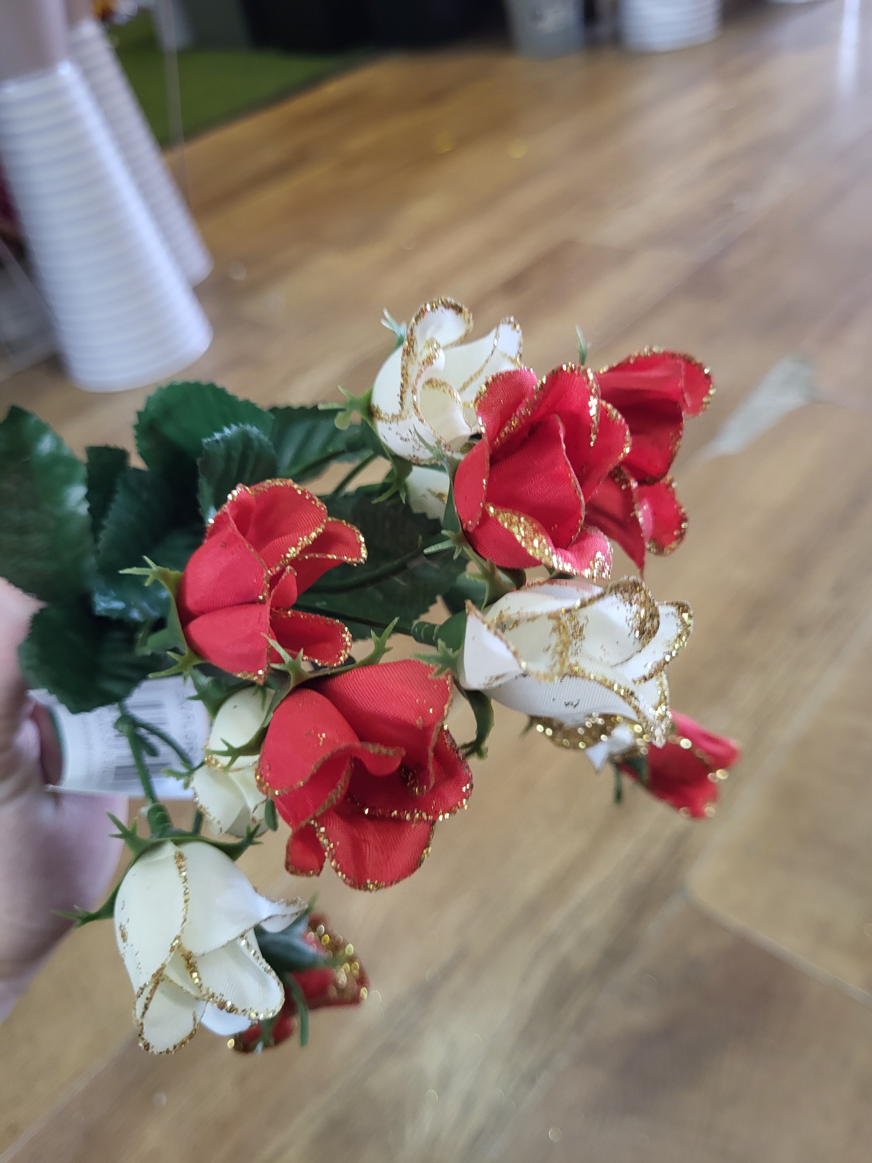 Glittered miniature rose bunches - 4 colours available image 6