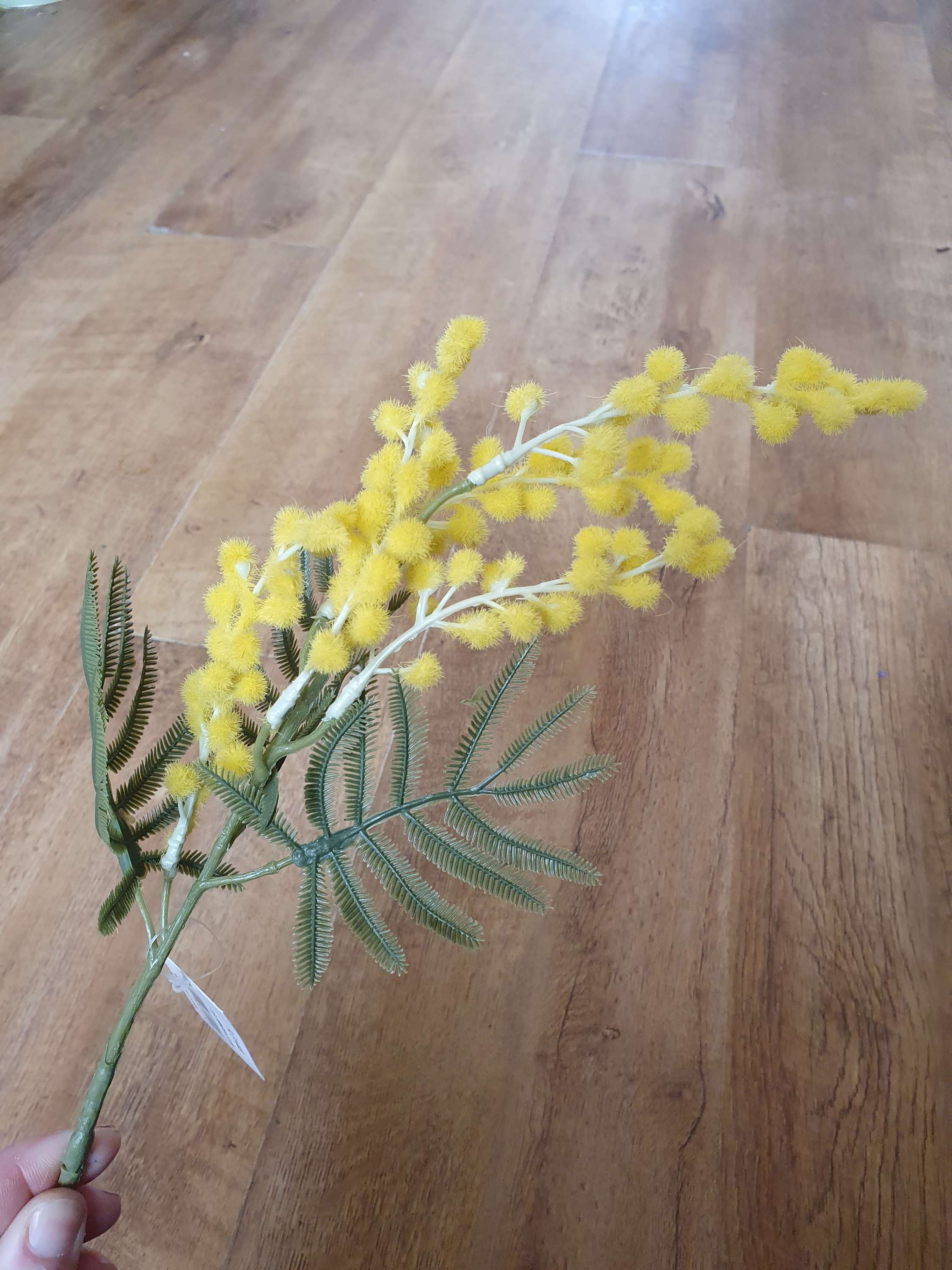 Flocked Yellow Mimosa Stem  image 2