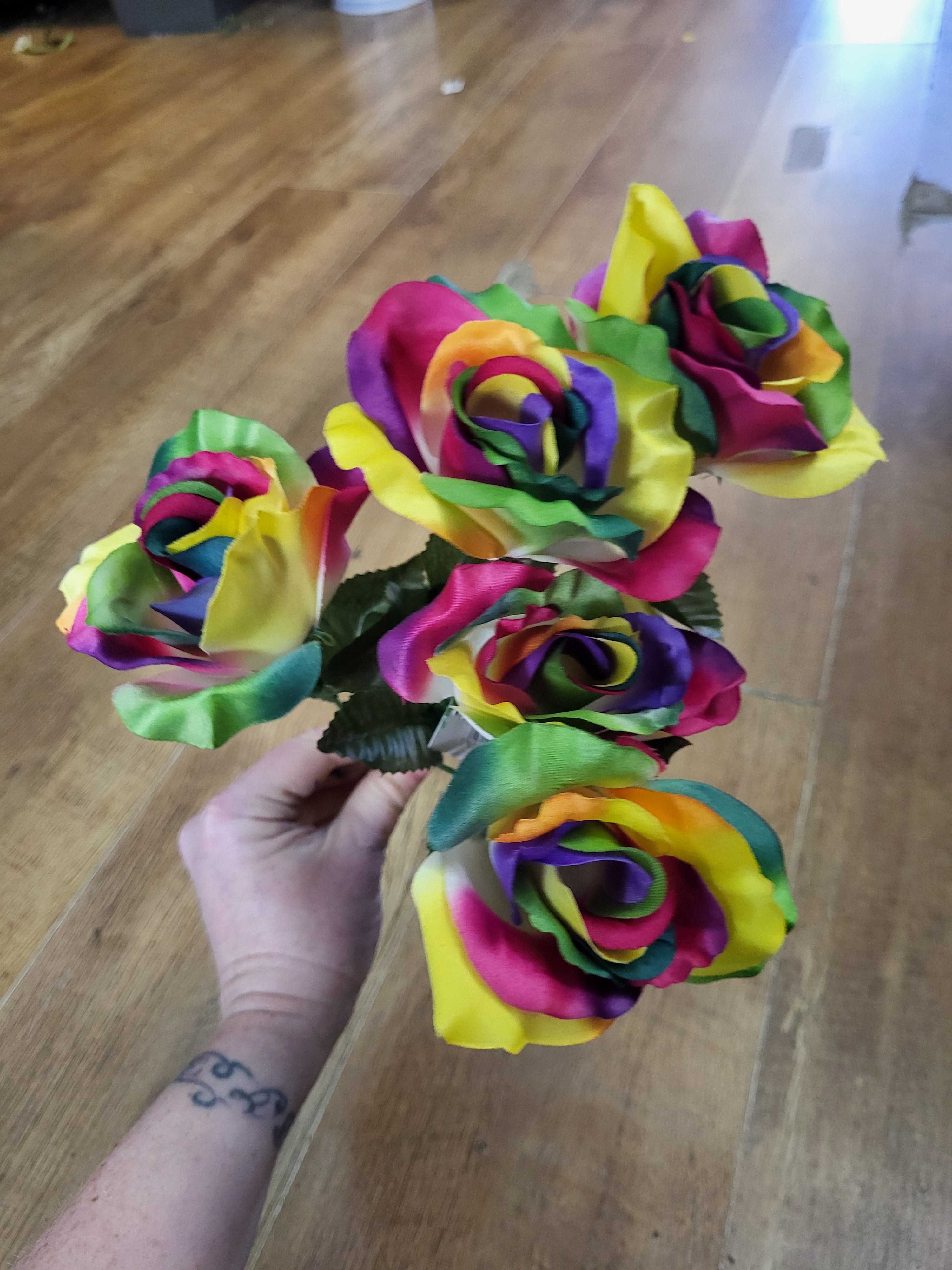 Rainbow Rose bunch image 3