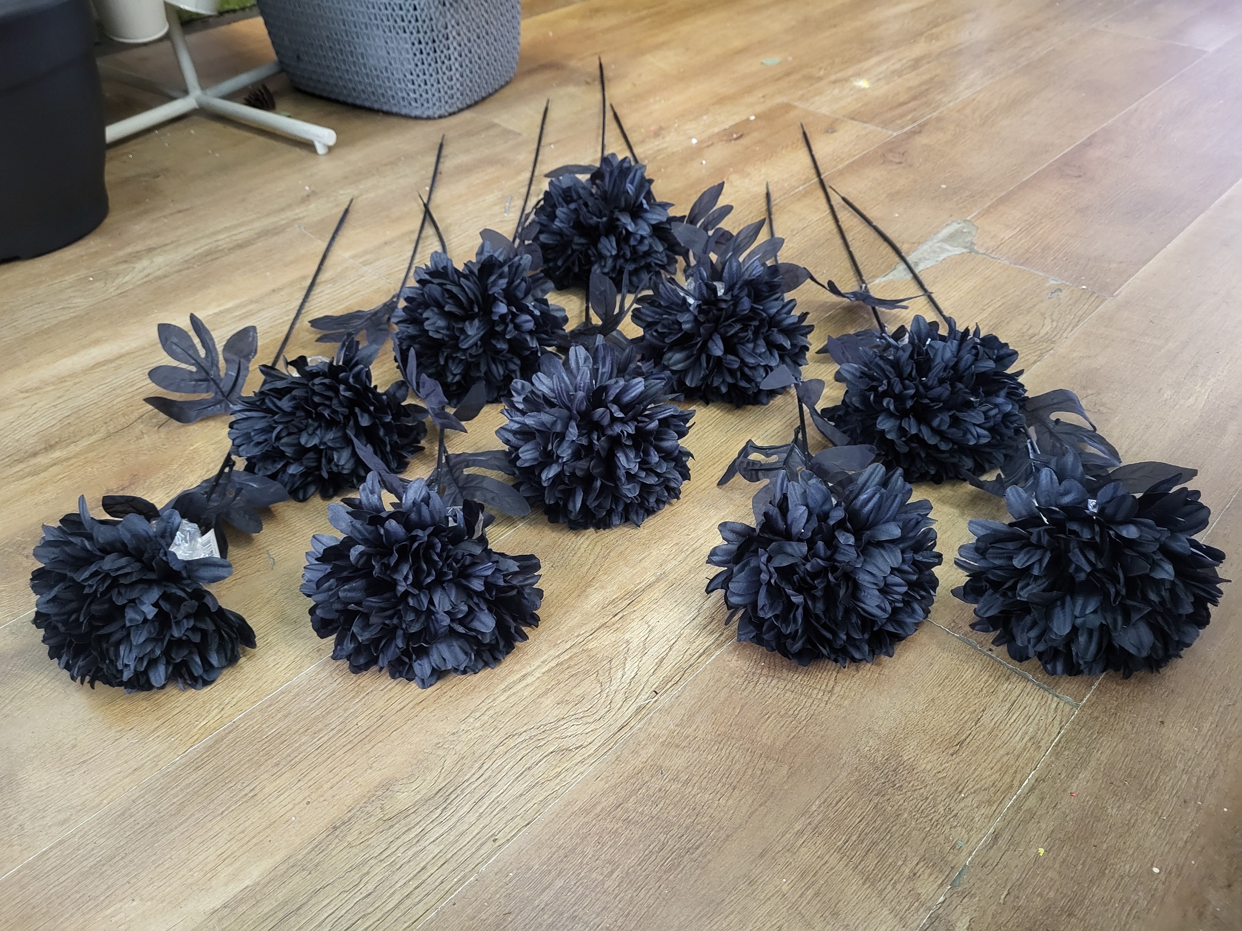 Bundle of 10 long stem black pompoms image 2