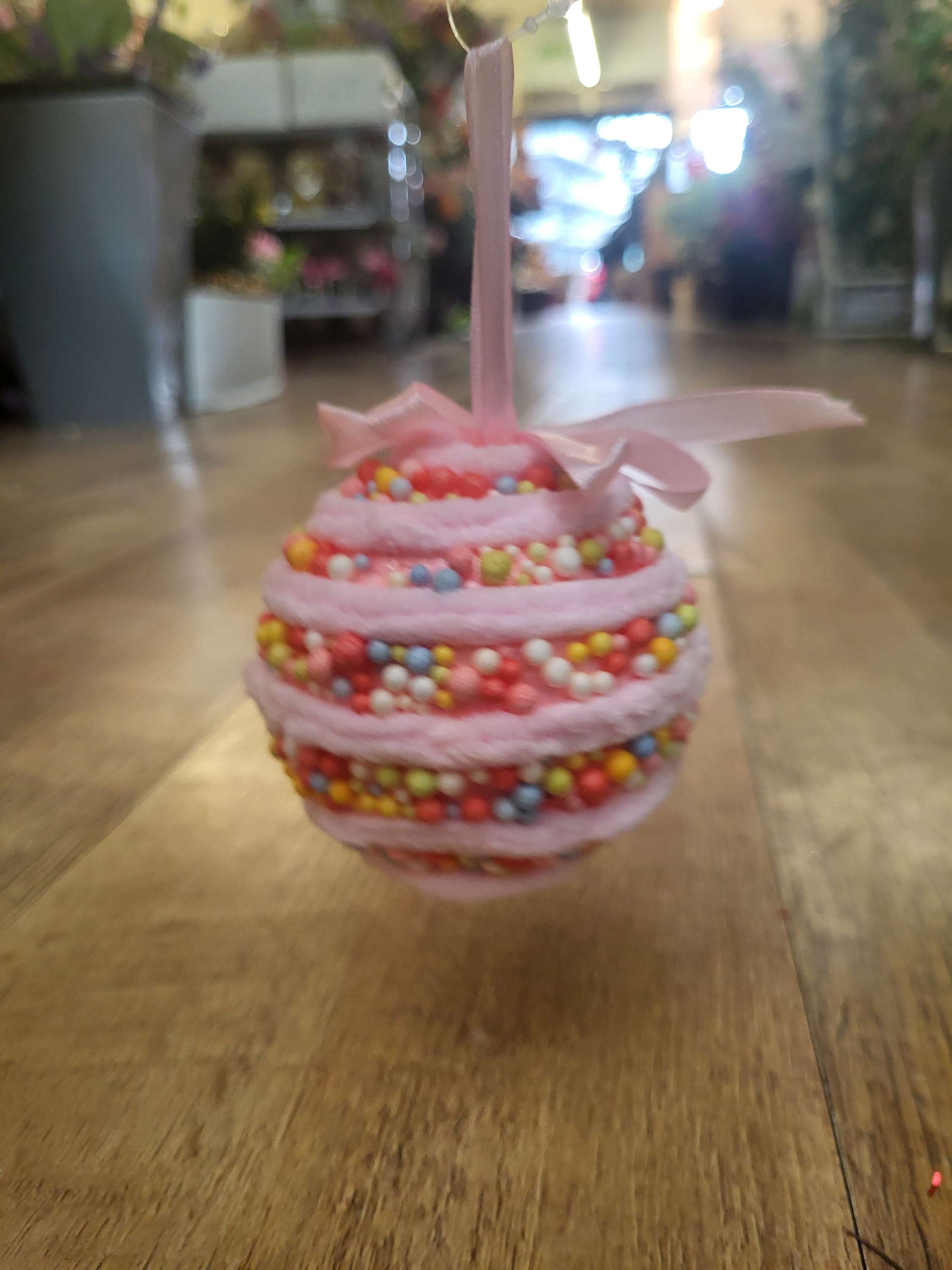 Smallest sprinkled hanging candy bauble - 8cm image 1