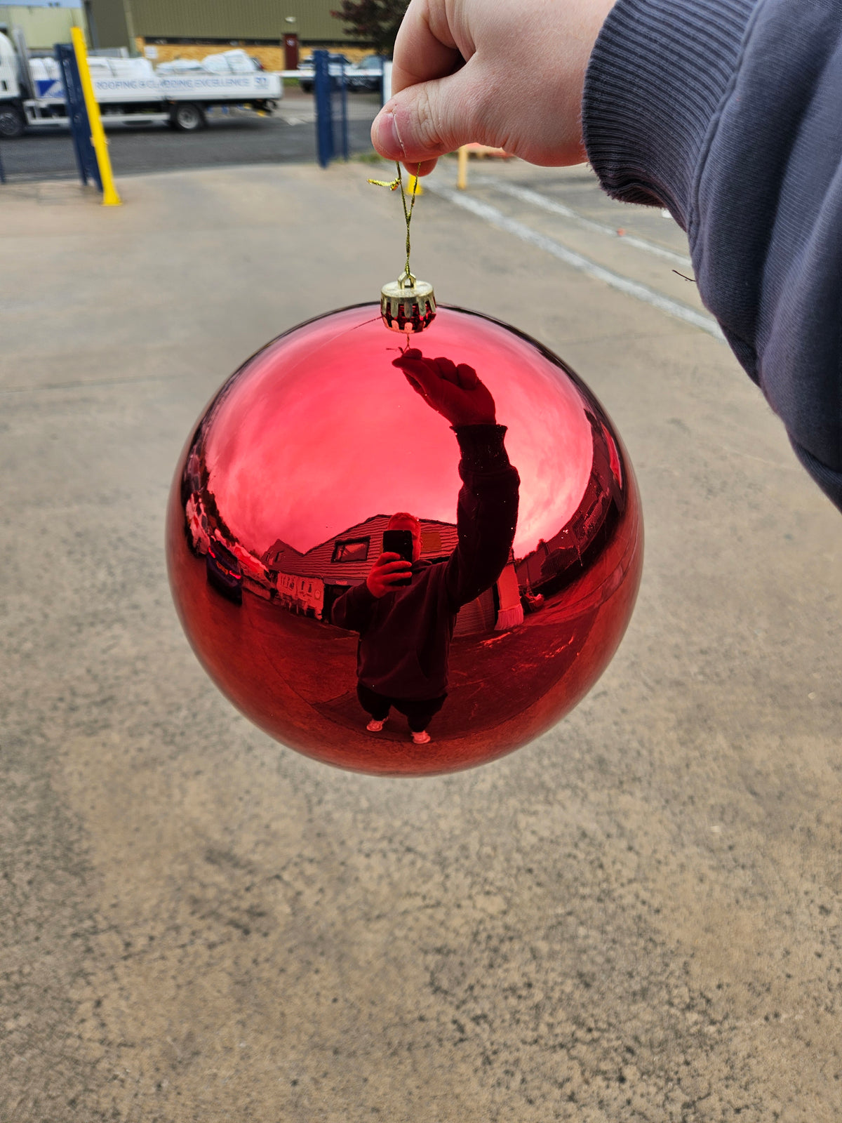 Large 25cm Shiny Red Christmas Bauble