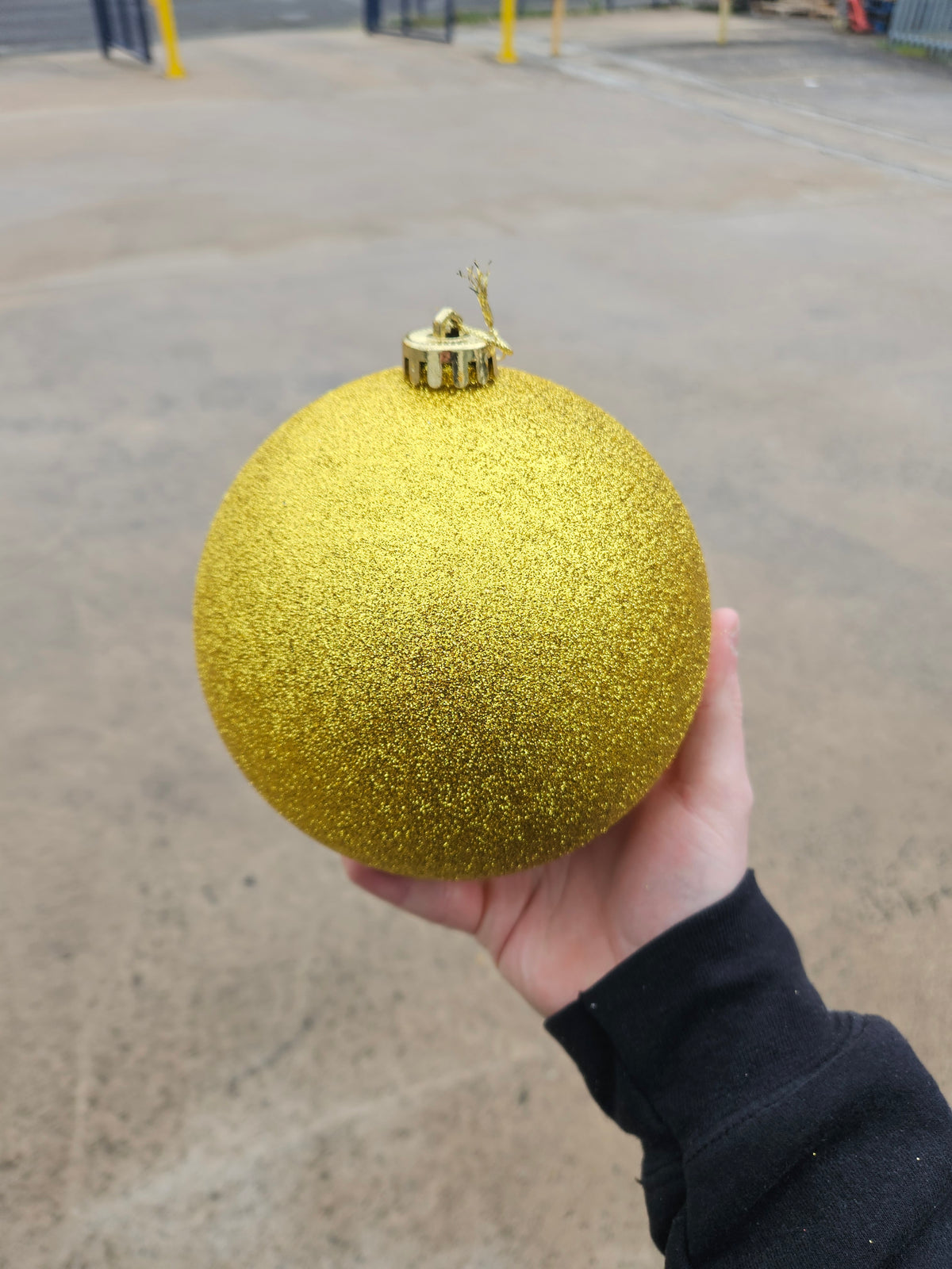 Large 15cm Glittered Gold Christmas Bauble