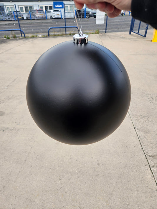 Large 20cm Matte Black Christmas Bauble