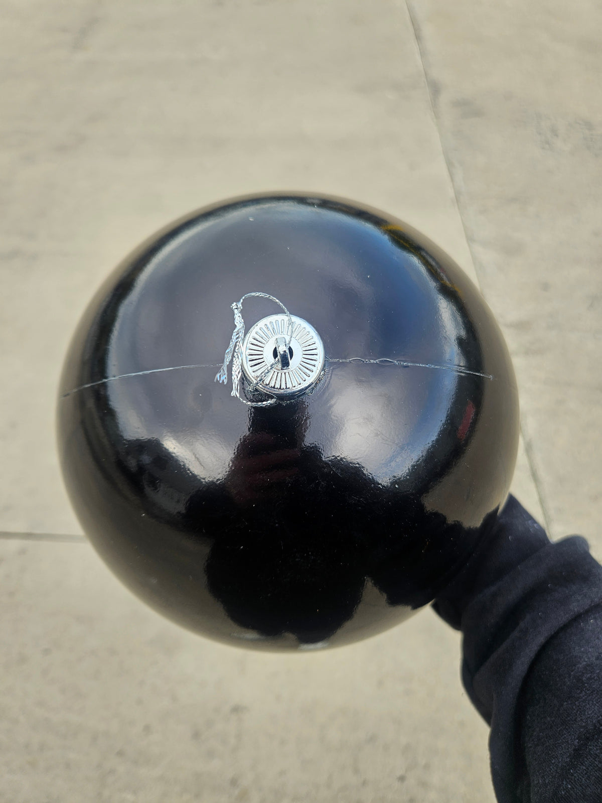 Large 20cm Shiny Black Christmas Bauble