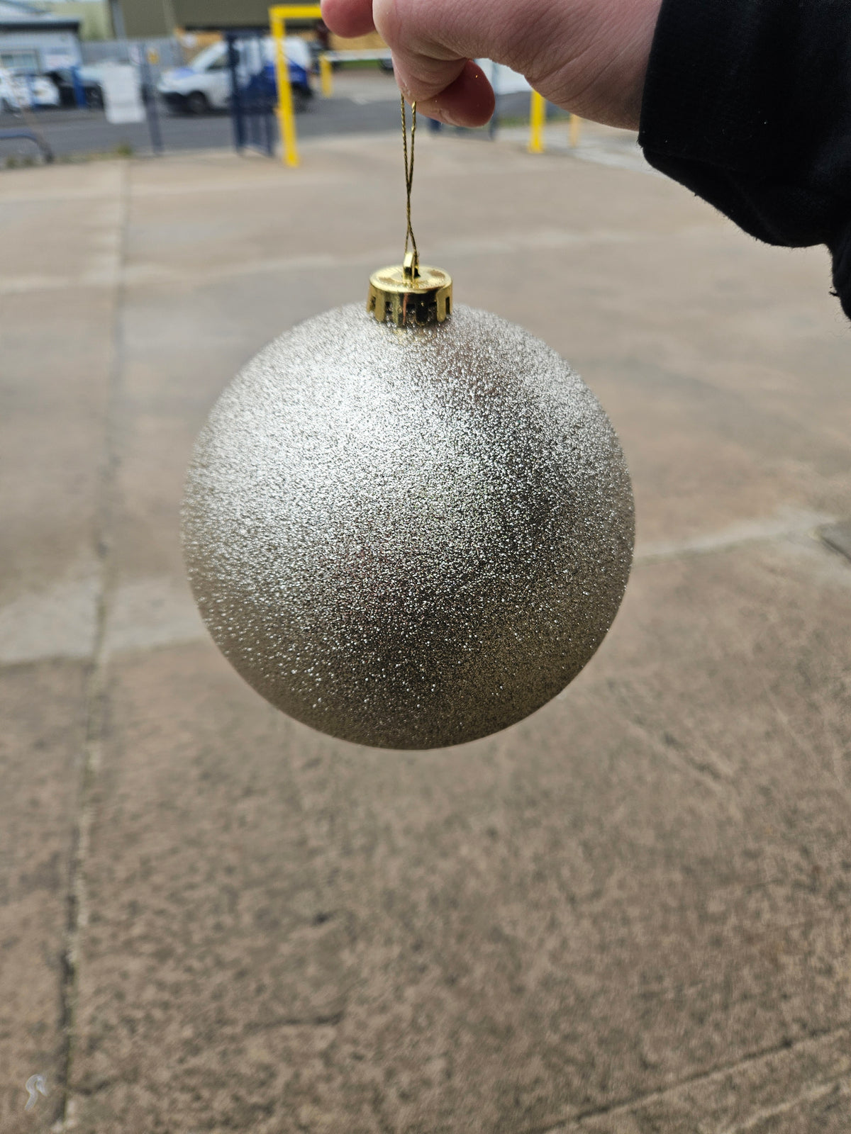 Large 15cm Shiny Champagne Christmas Bauble