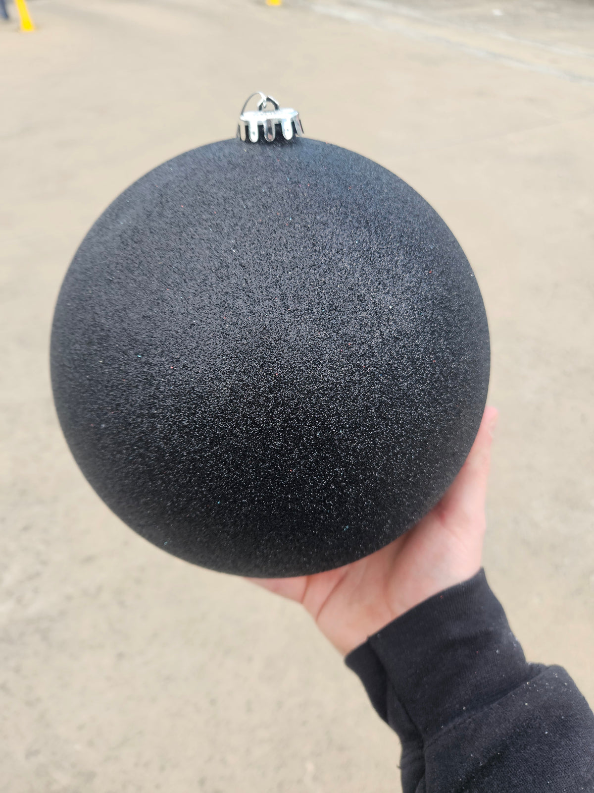 Large 20cm Glittered Black Christmas Bauble