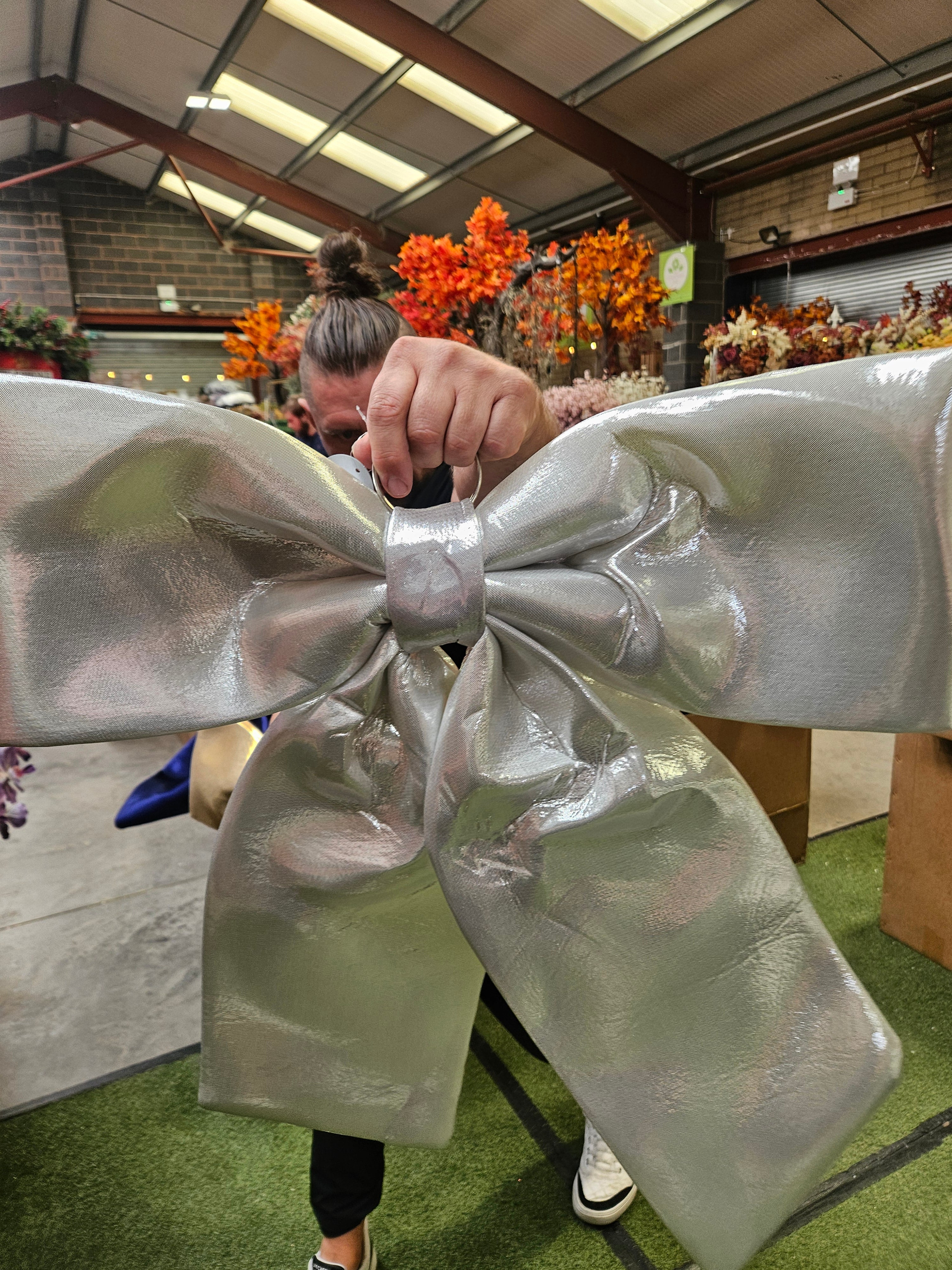 Giant 60cm Silver Christmas Bow