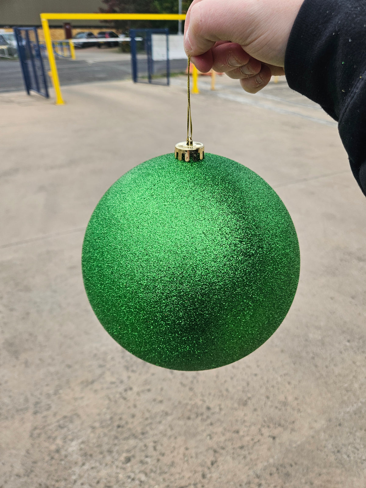 Large 20cm Glittered Green Christmas Bauble