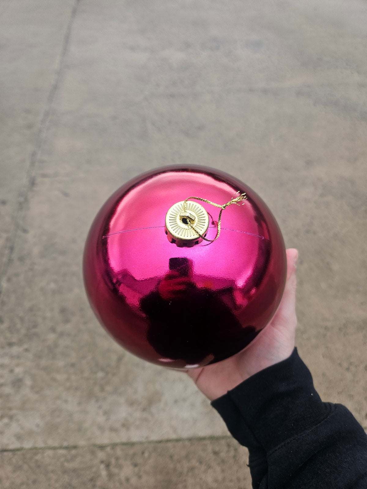 Large 15cm Shiny Deep Pink Christmas Bauble