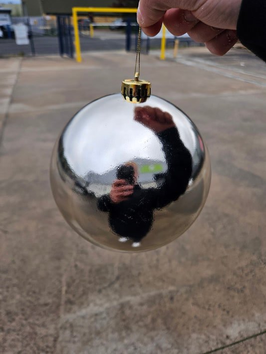 Large 15cm Shiny Champagne Christmas Bauble