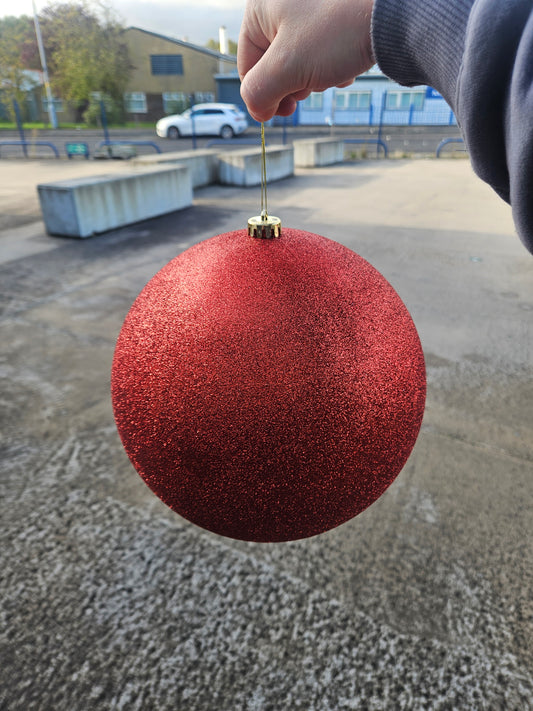 Large 25cm Glittered Red Christmas Bauble