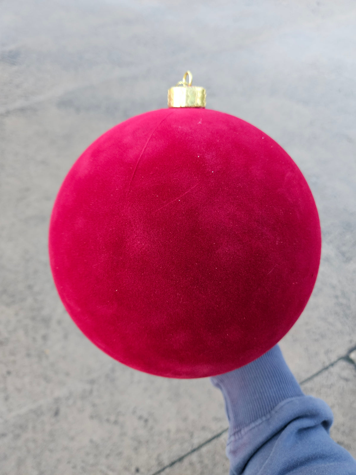 Large 20cm Wine Red Velvet Bauble
