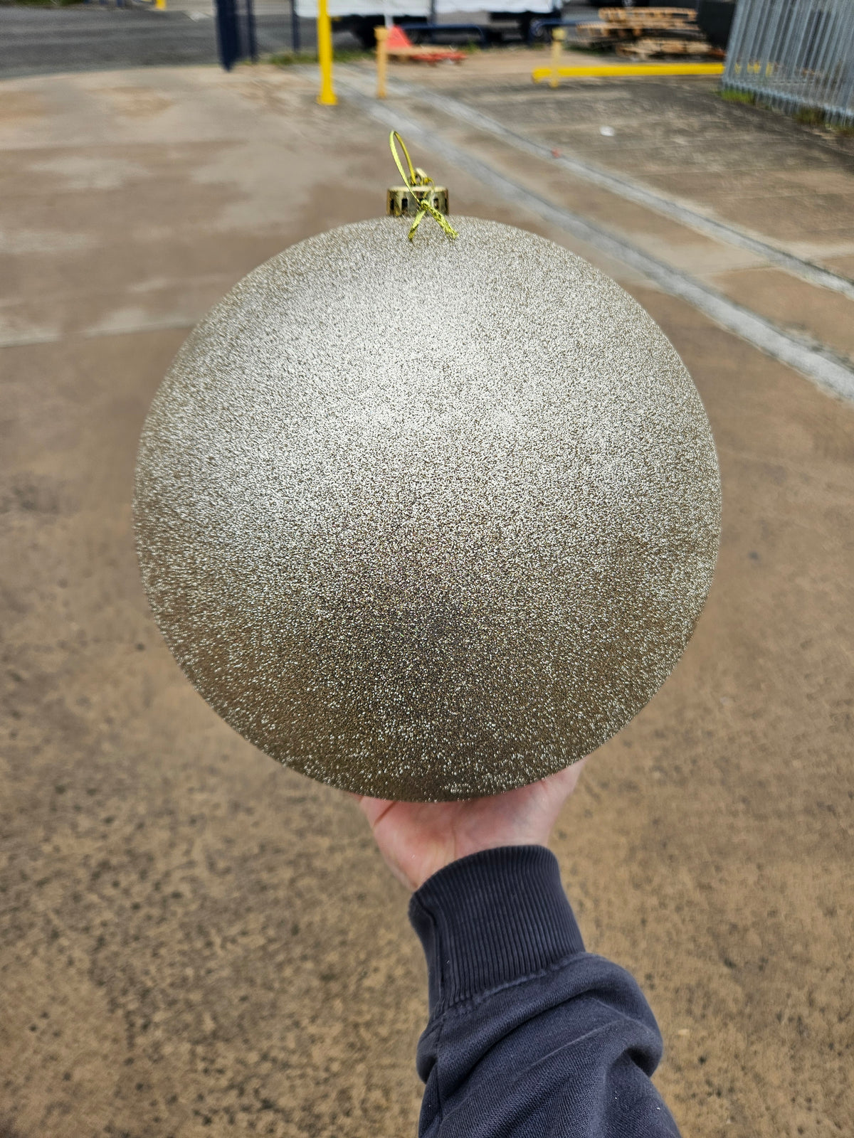 Giant 25cm Glittered Champagne Christmas Bauble