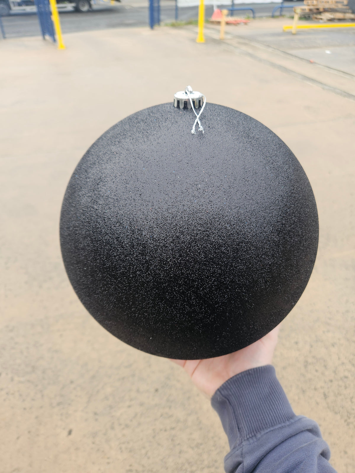 Large 25cm Glittered Black Christmas Bauble