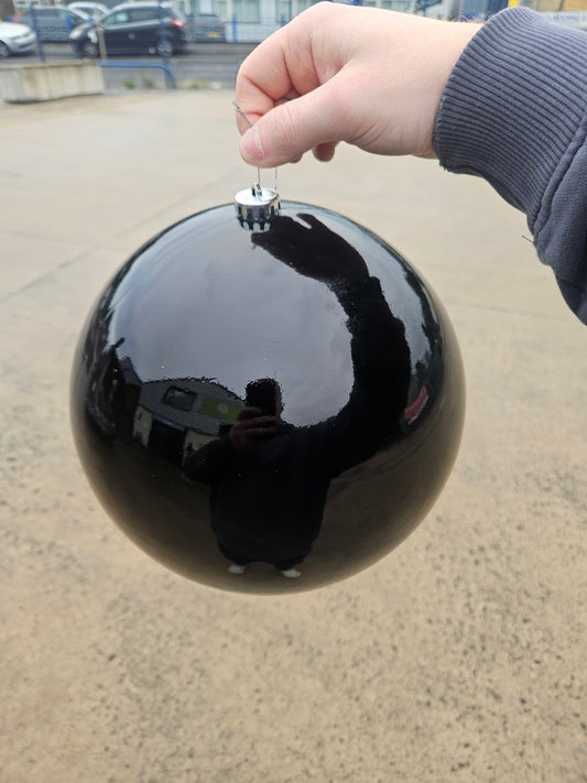 Giant 25cm Shiny Black Christmas Bauble