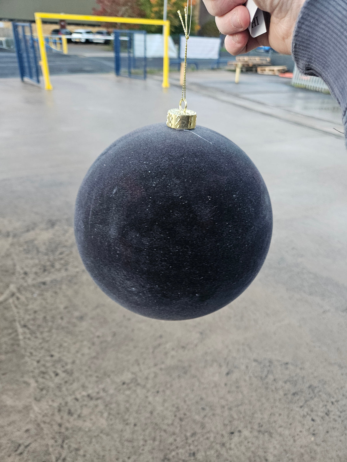 Large 20cm Black Velvet Bauble