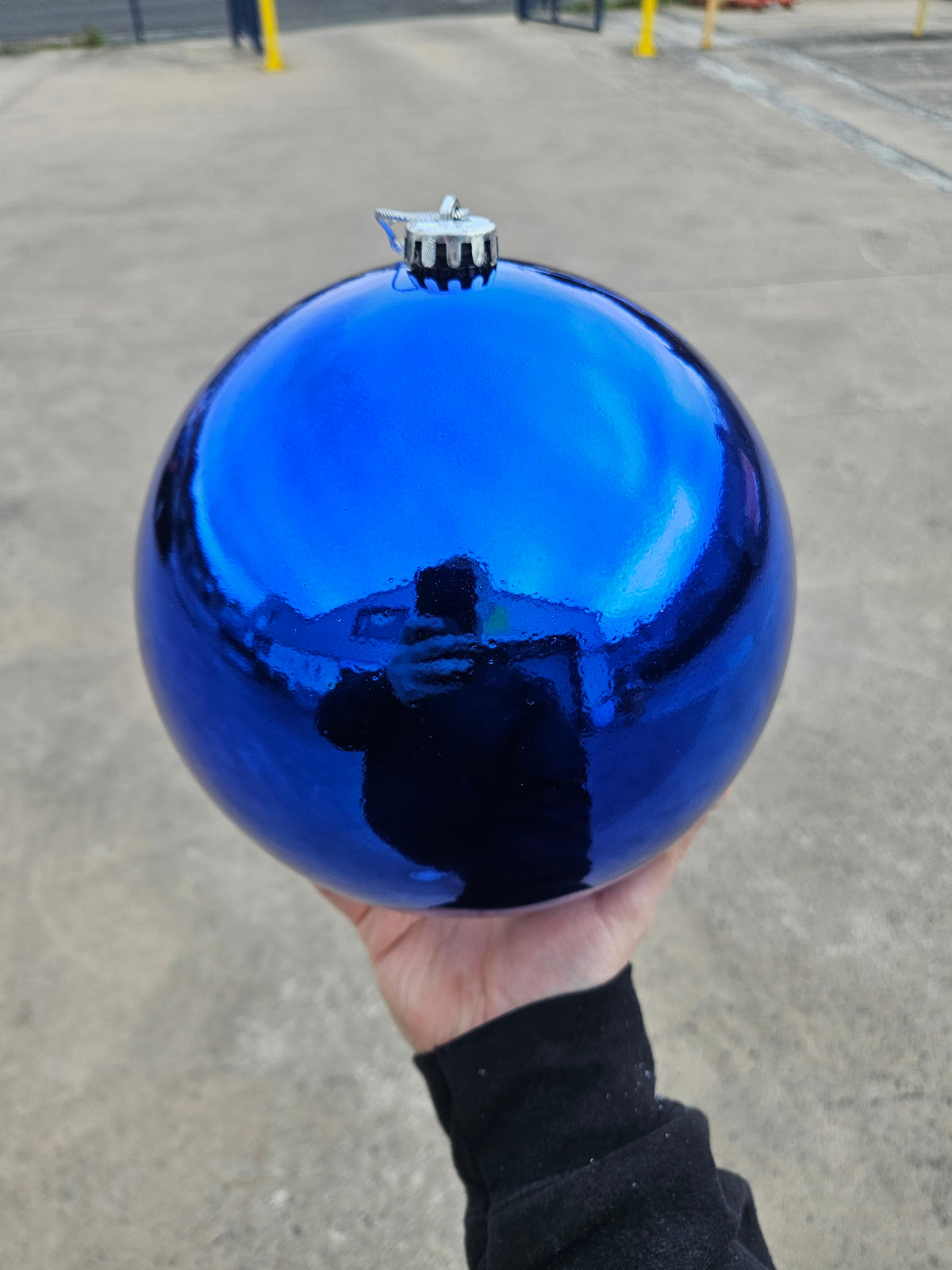 Large 20cm Shiny Blue Christmas Bauble