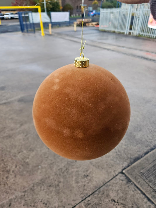 Large 20cm Chocolate Brown Velvet Bauble
