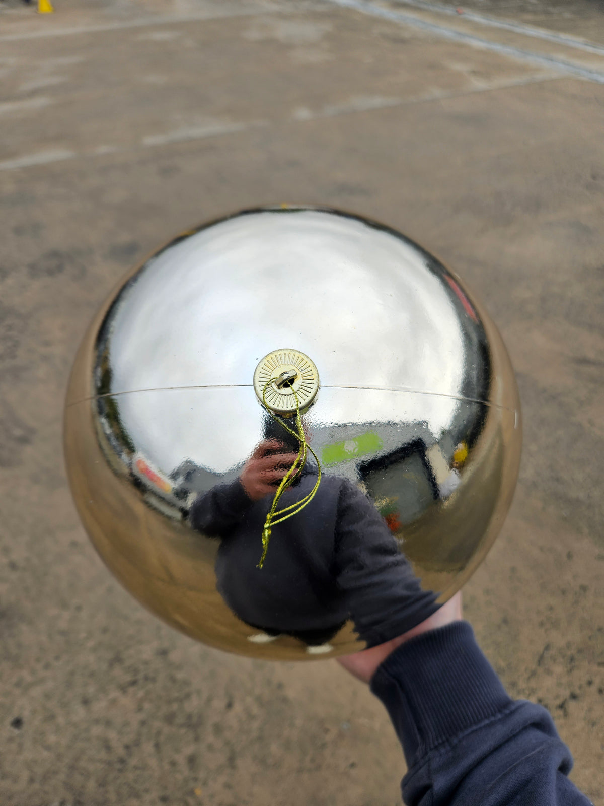 Large 25cm Shiny Champagne Christmas Bauble