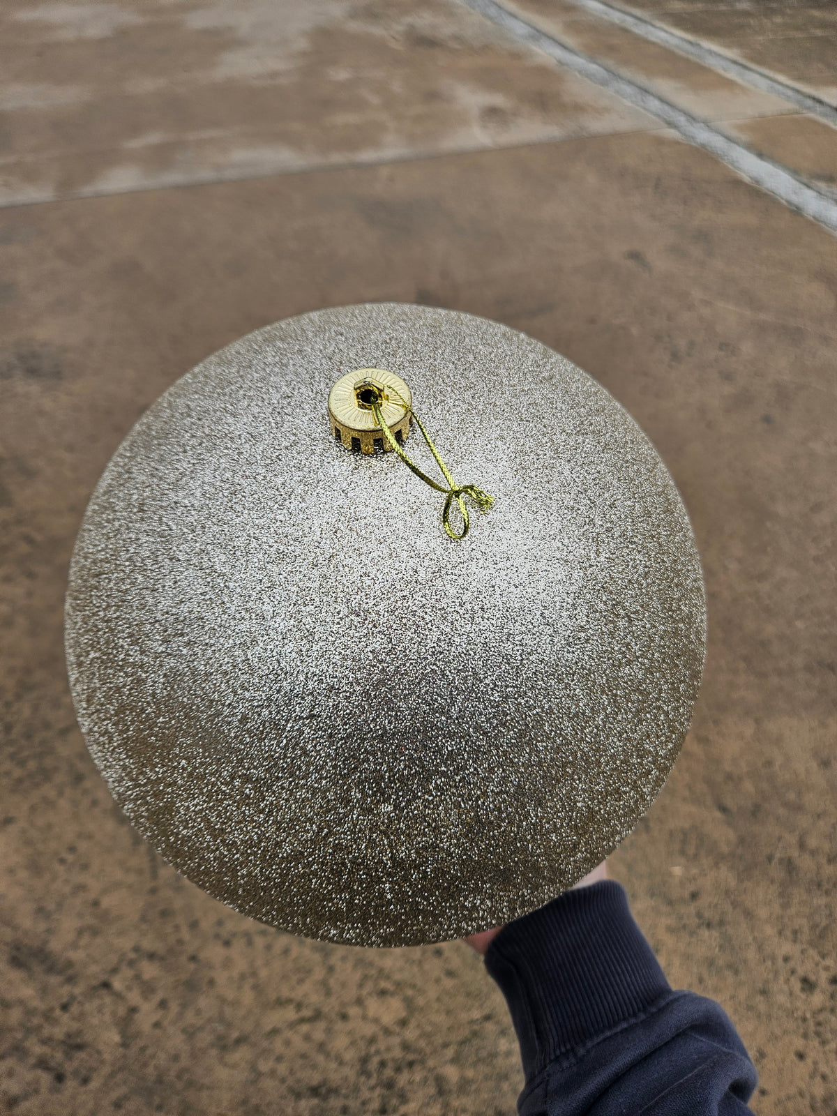 Giant 25cm Glittered Champagne Christmas Bauble