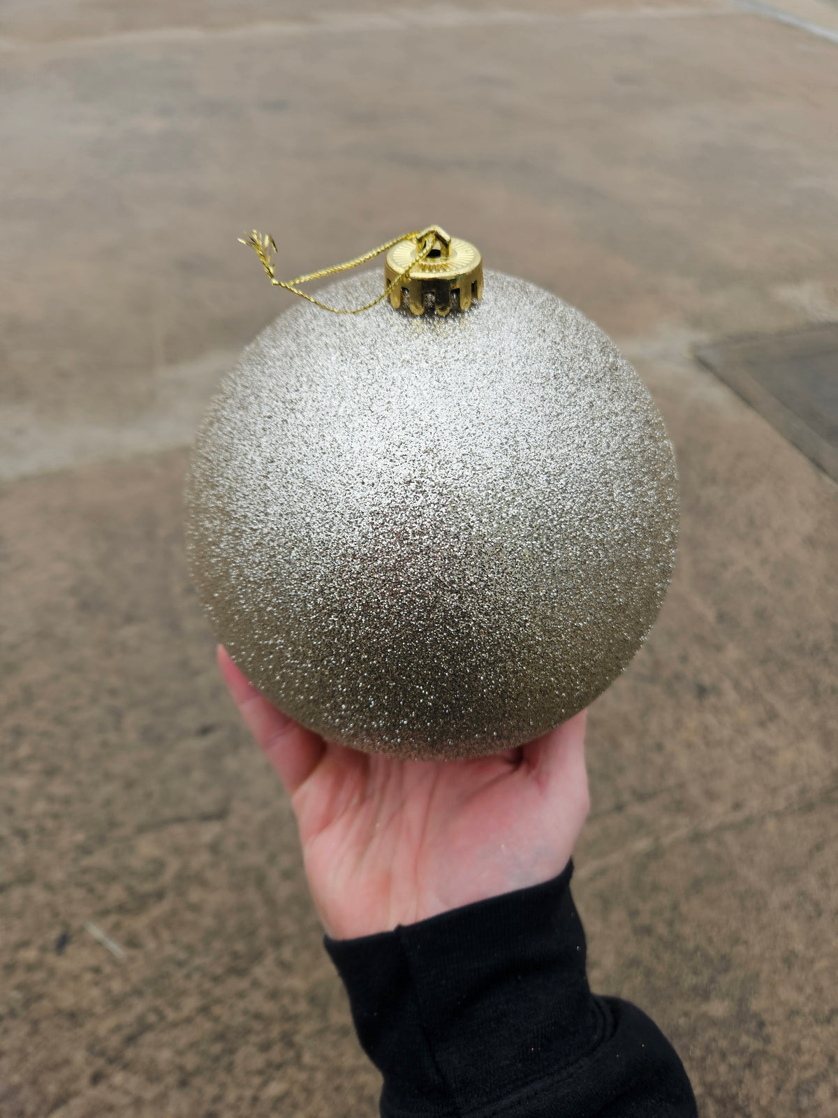 Large 15cm Shiny Champagne Christmas Bauble