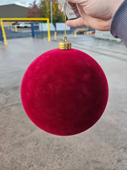 Large 20cm Wine Red Velvet Bauble