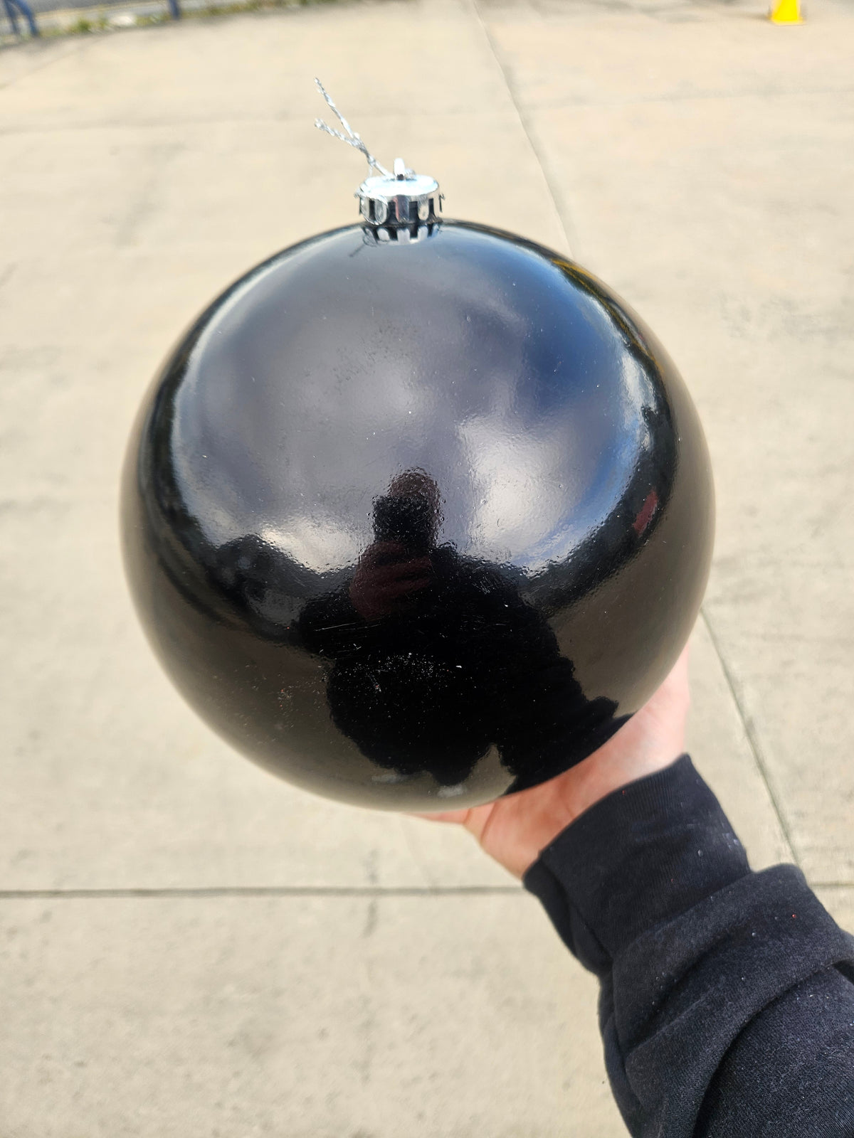 Large 20cm Shiny Black Christmas Bauble