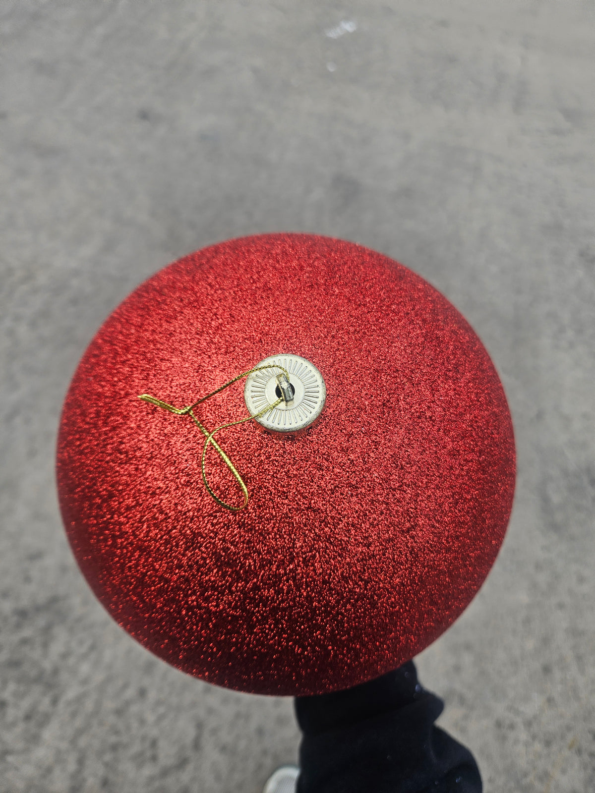 Large 20cm Glittered Red Christmas Bauble