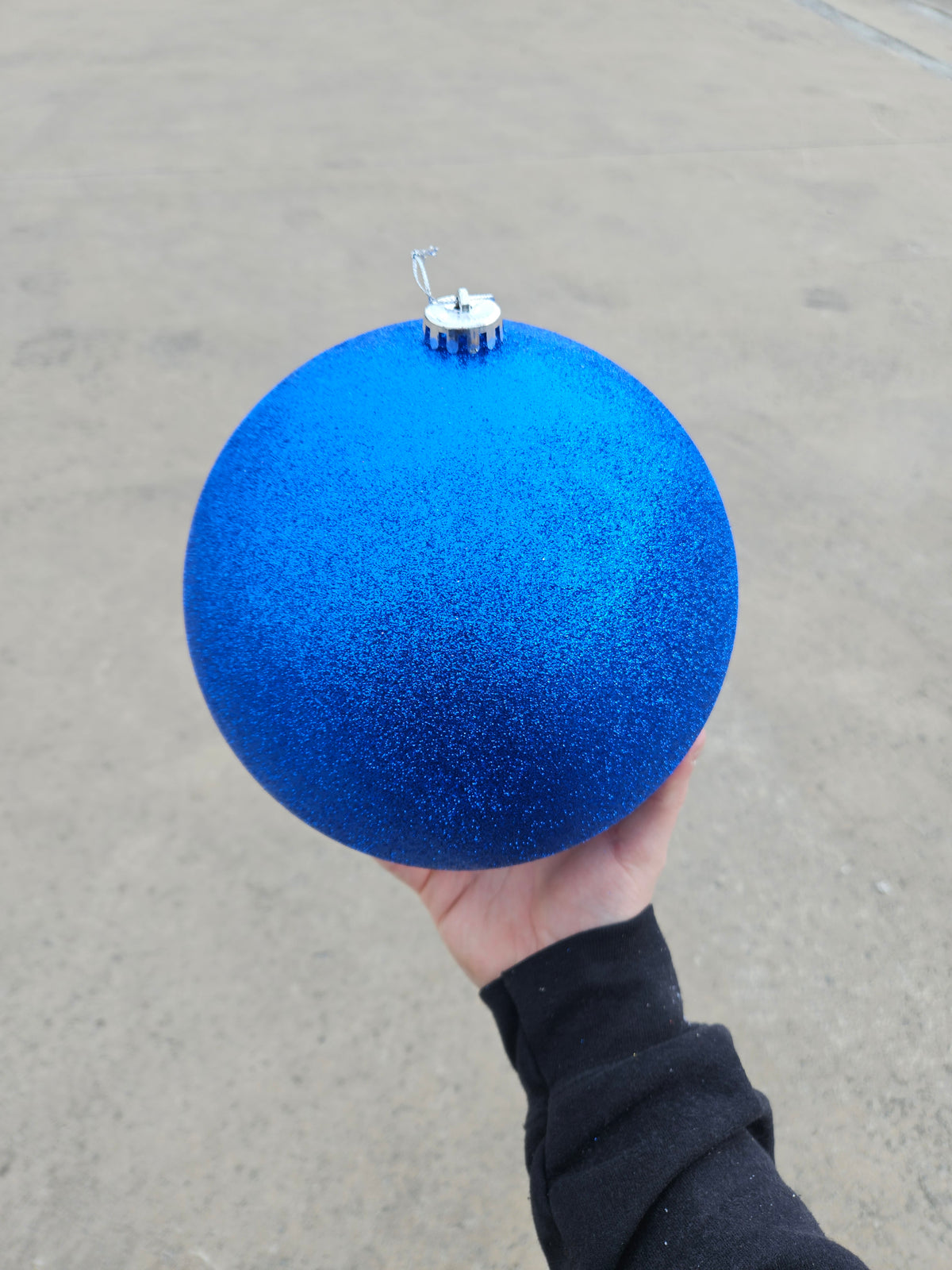 Large 20cm Glittered Blue Christmas Bauble