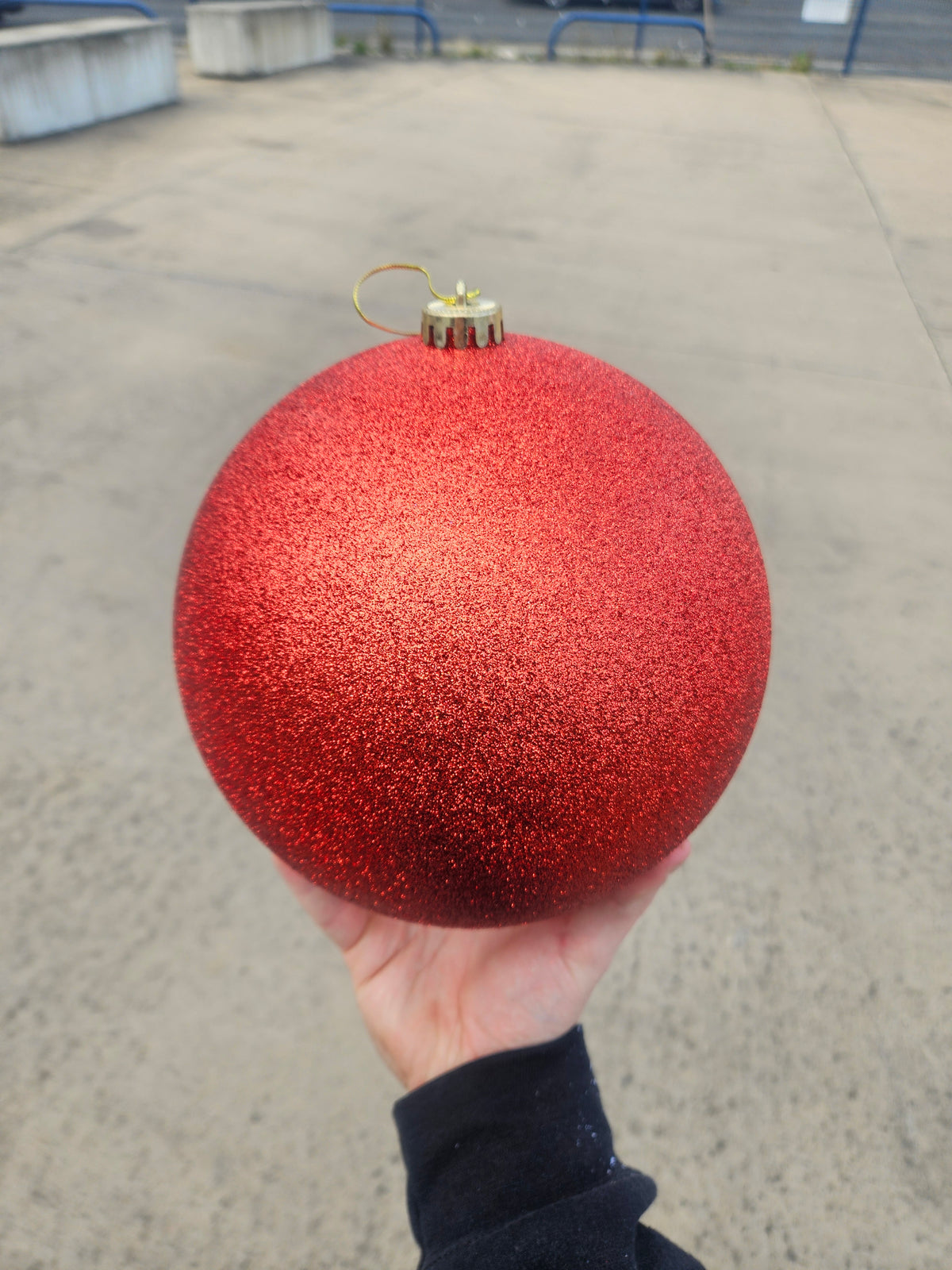 Large 20cm Glittered Red Christmas Bauble