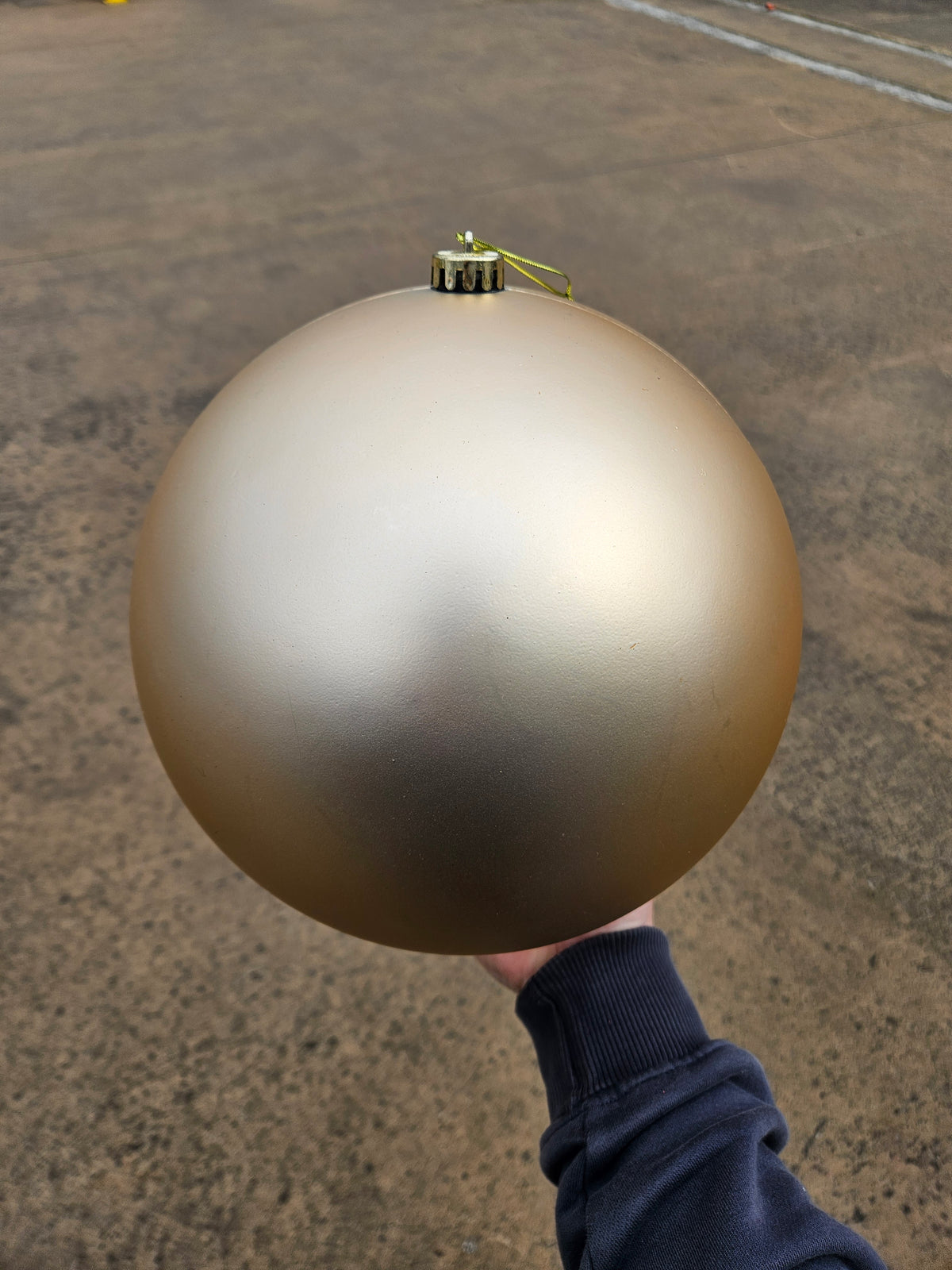 Large 25cm Matte Champagne Christmas Bauble