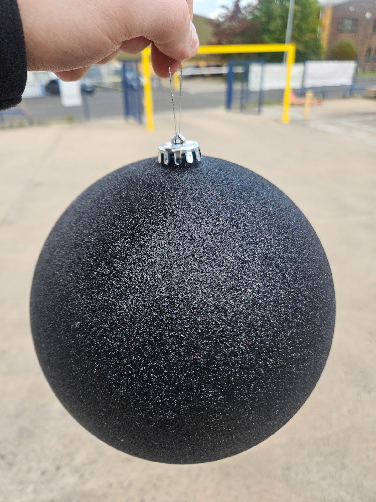 Large 20cm Glittered Black Christmas Bauble