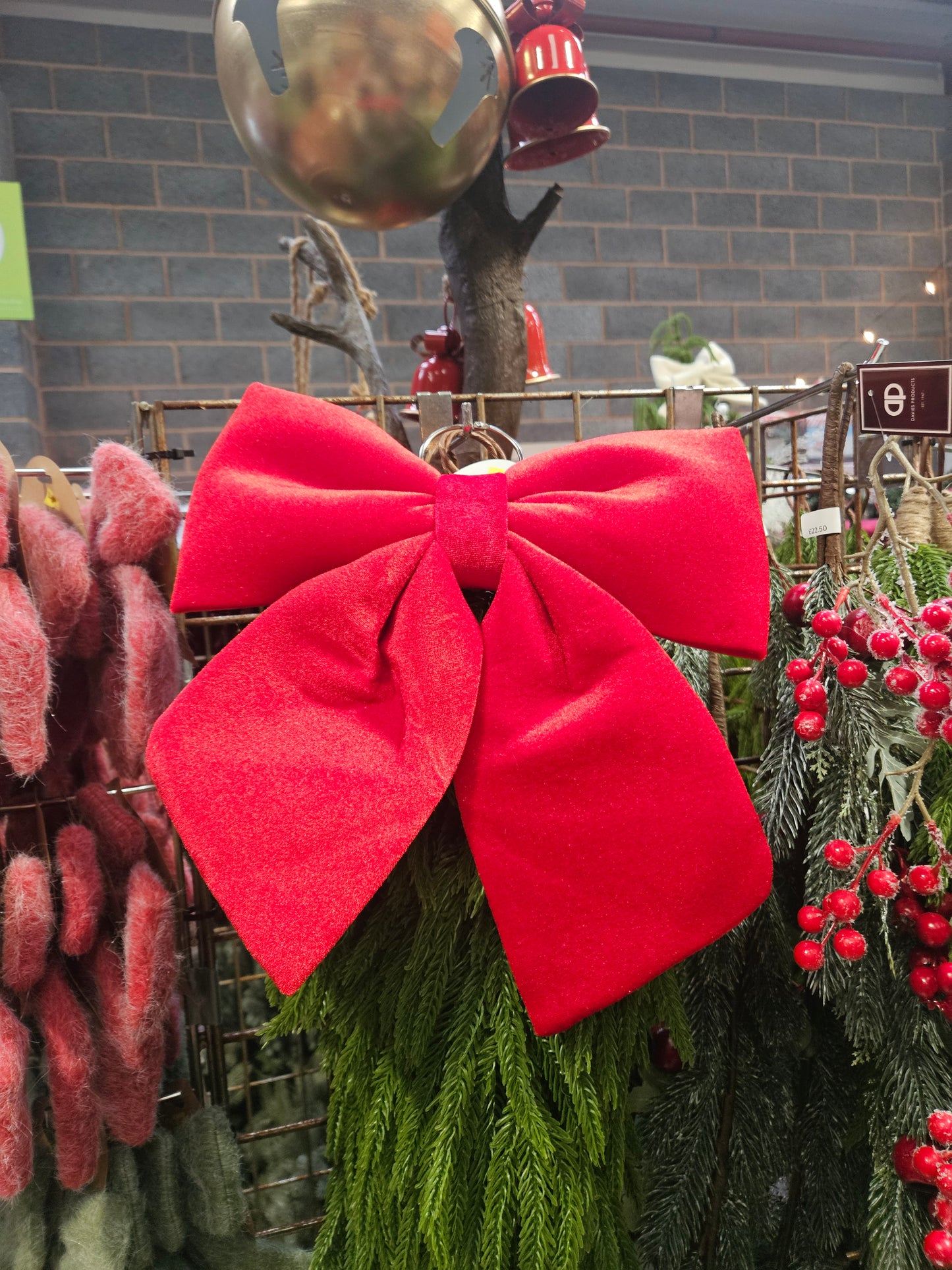 Large 34cm Red Velvet Christmas Bow