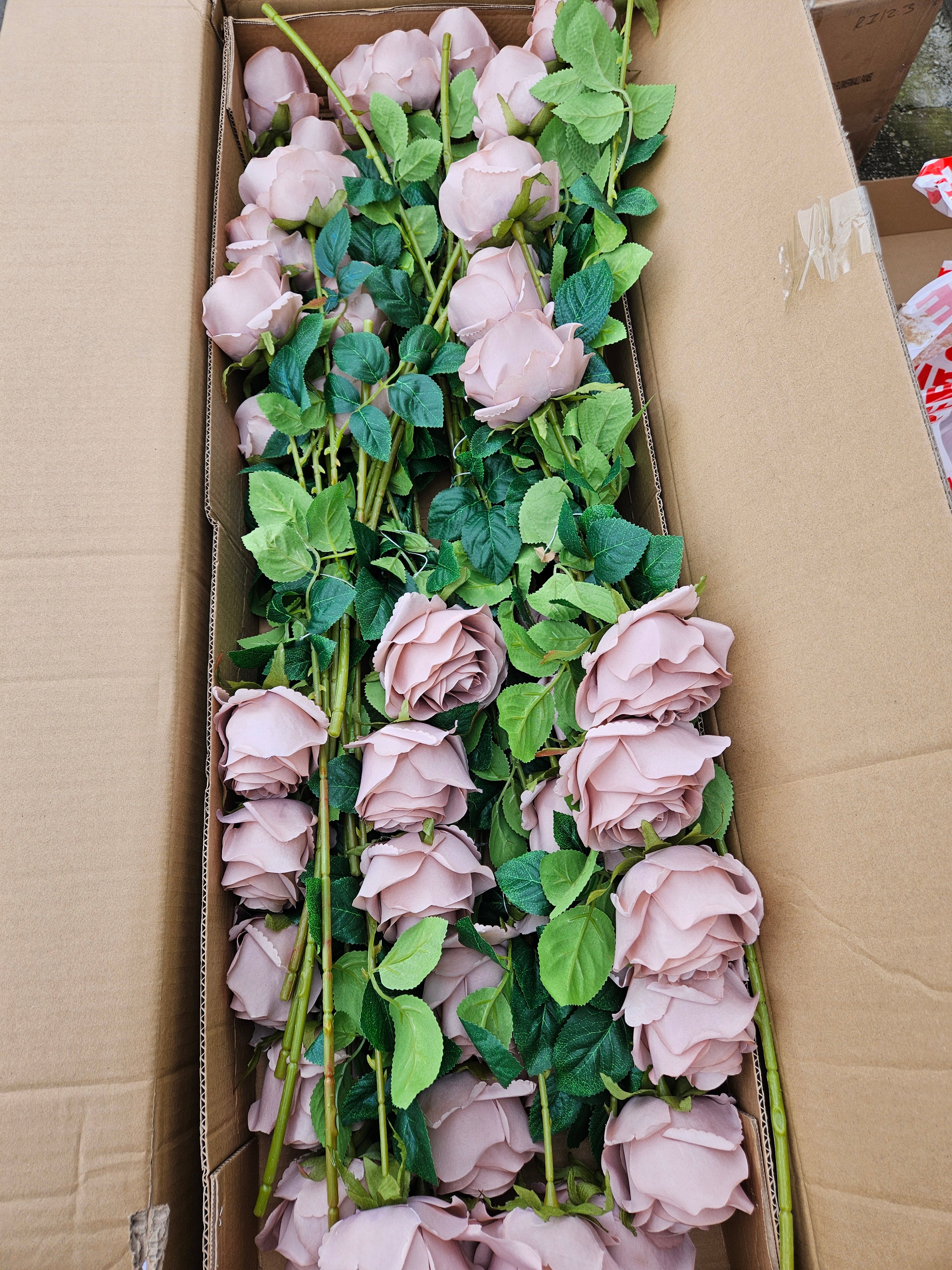 Box of 48 mink harper roses (head approx 10cm)