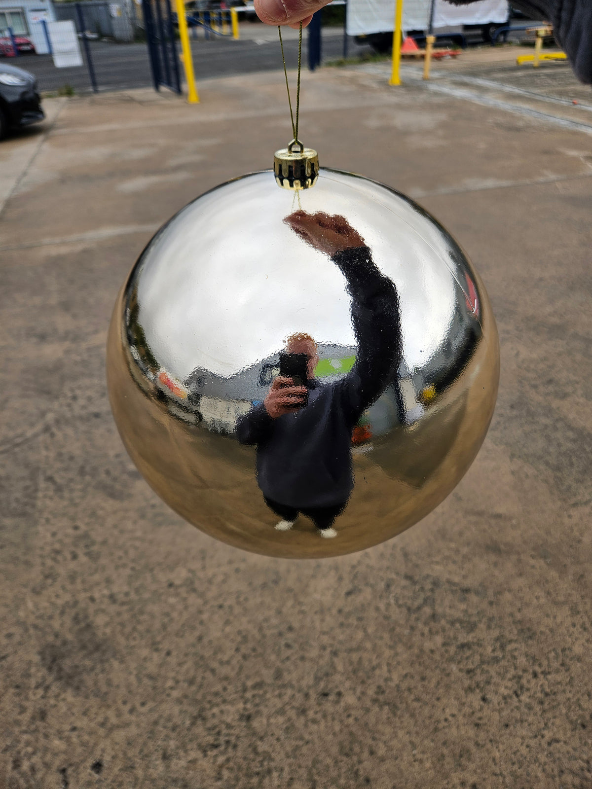 Large 25cm Shiny Champagne Christmas Bauble