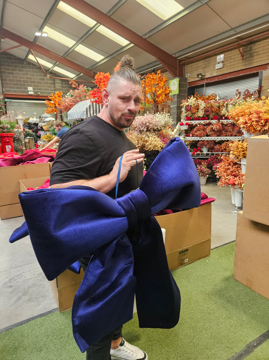 Giant 92cm Deep Blue Christmas Bow