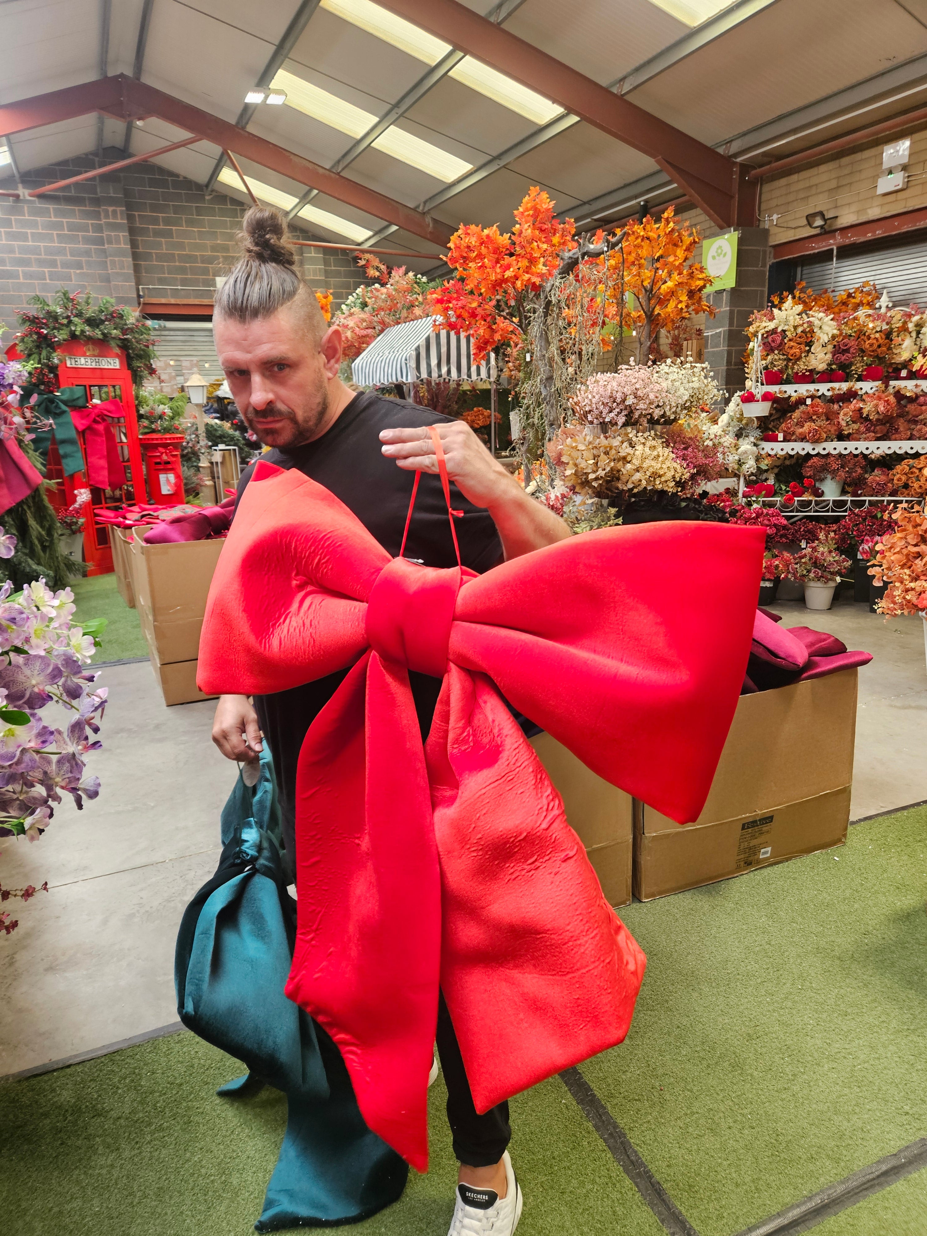 Giant 92cm Red Velvet Christmas Bow