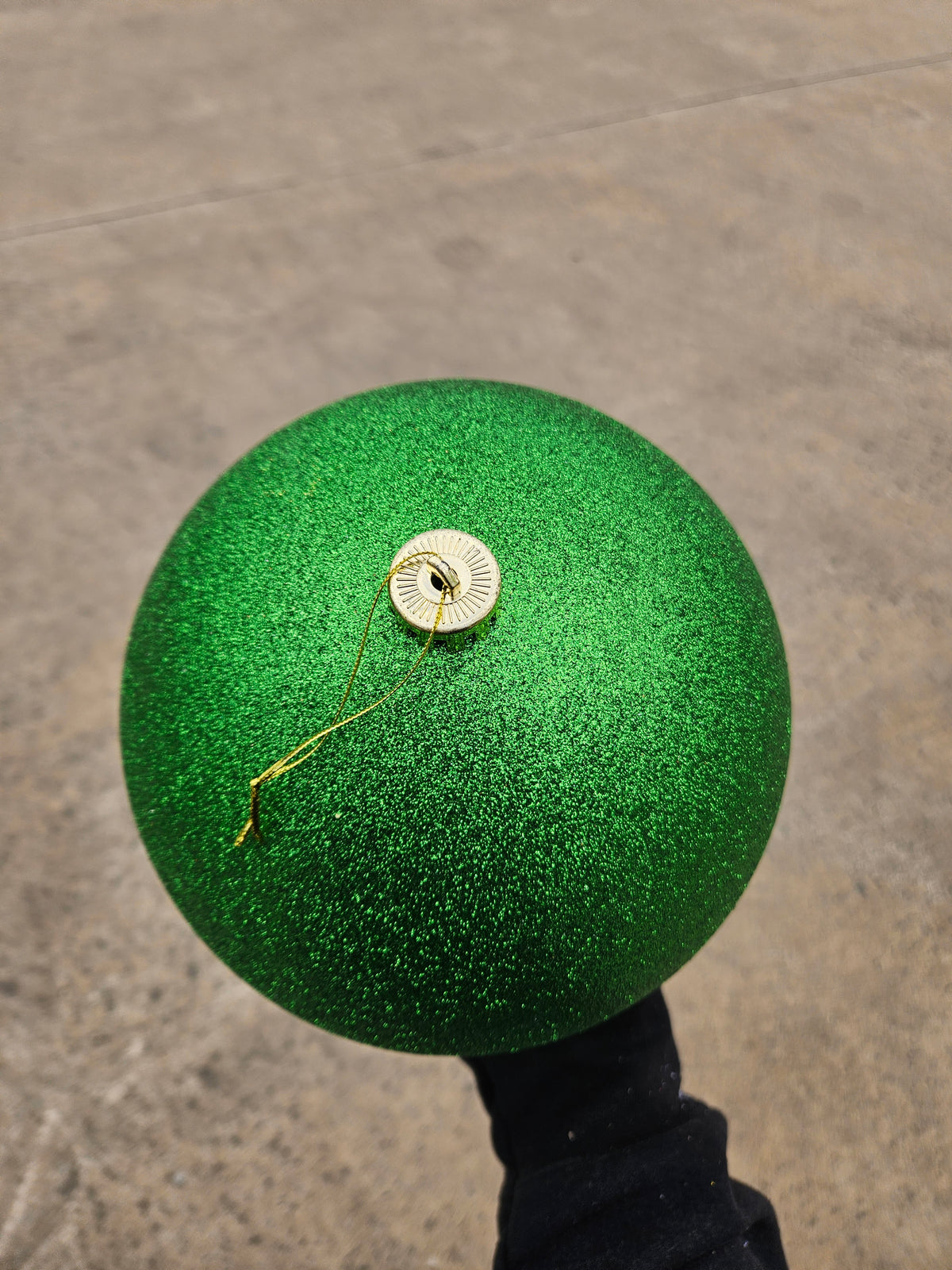 Large 20cm Glittered Green Christmas Bauble