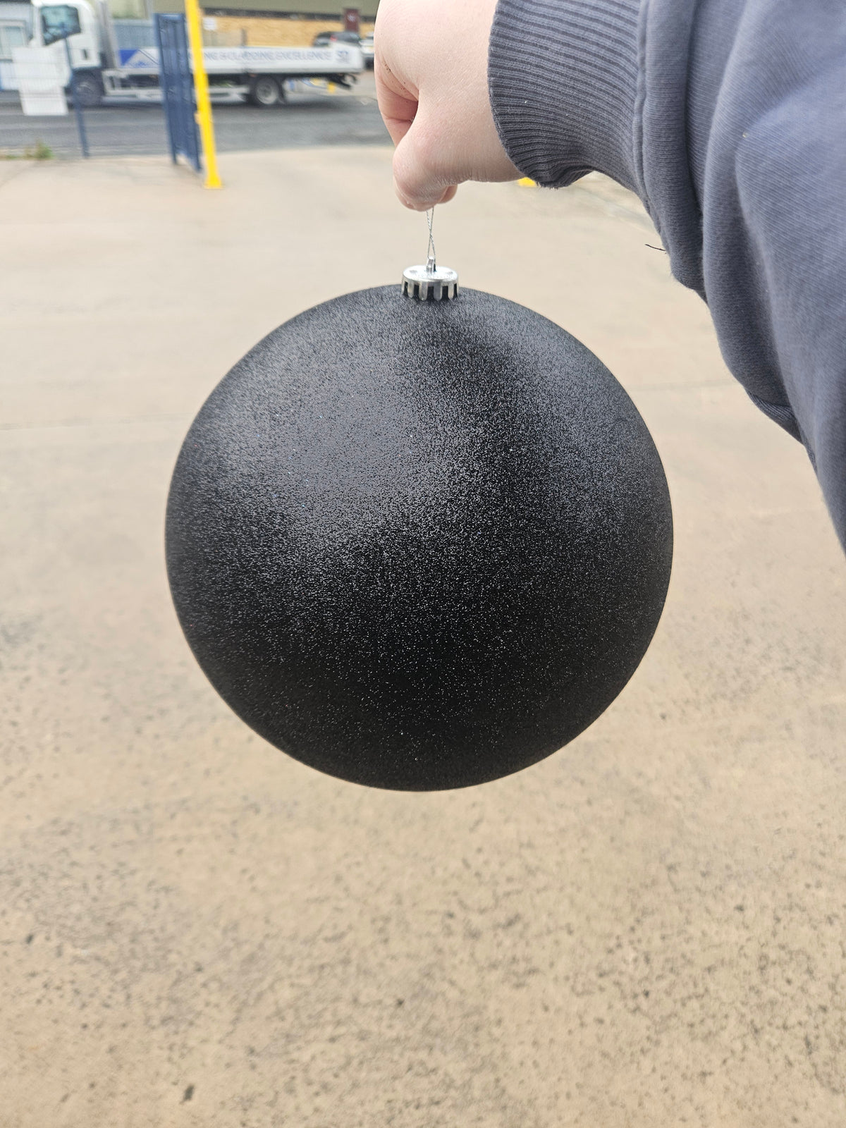 Large 25cm Glittered Black Christmas Bauble