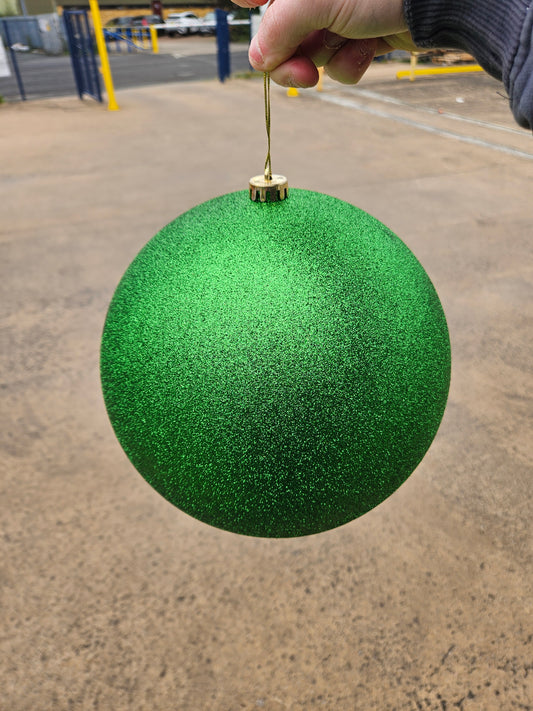 Giant 25cm Glittered Green Christmas Bauble