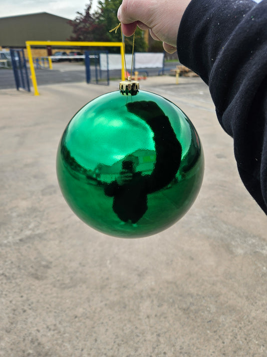 Large 20cm Shiny Green Christmas Bauble
