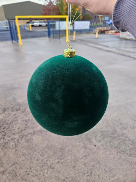 Large 20cm Emerald Green Velvet Bauble