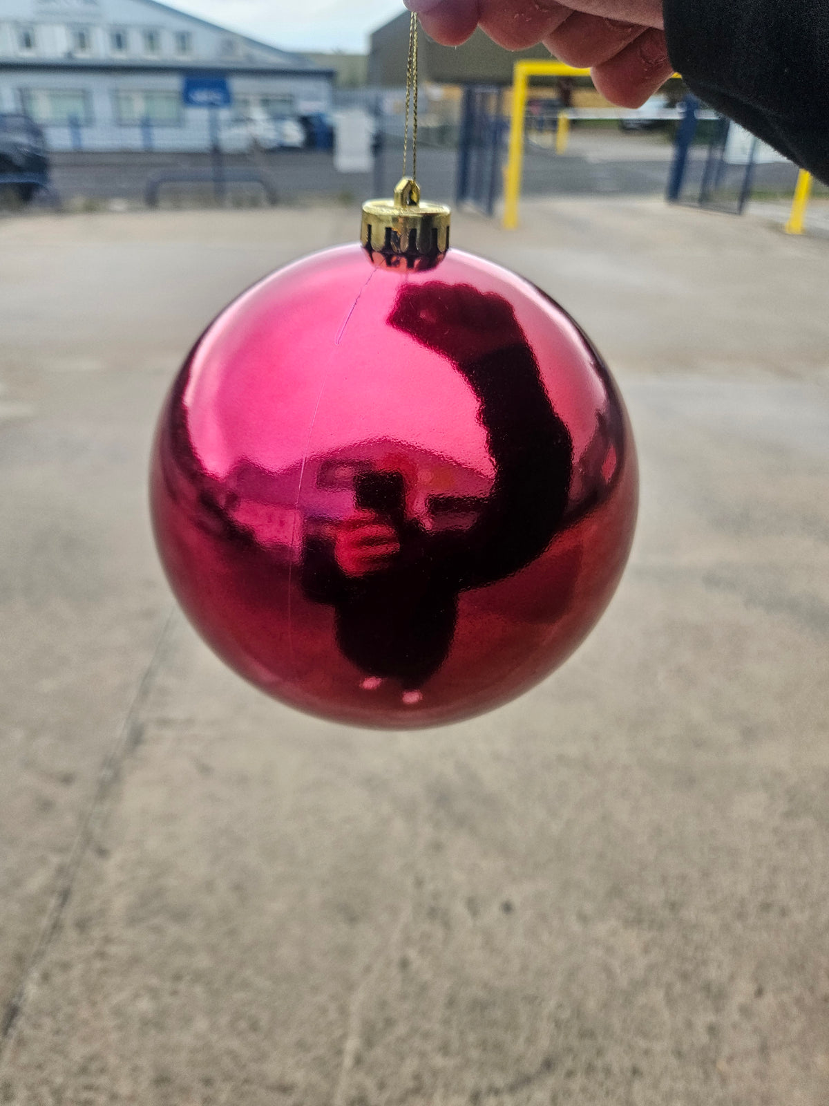 Large 15cm Shiny Deep Pink Christmas Bauble