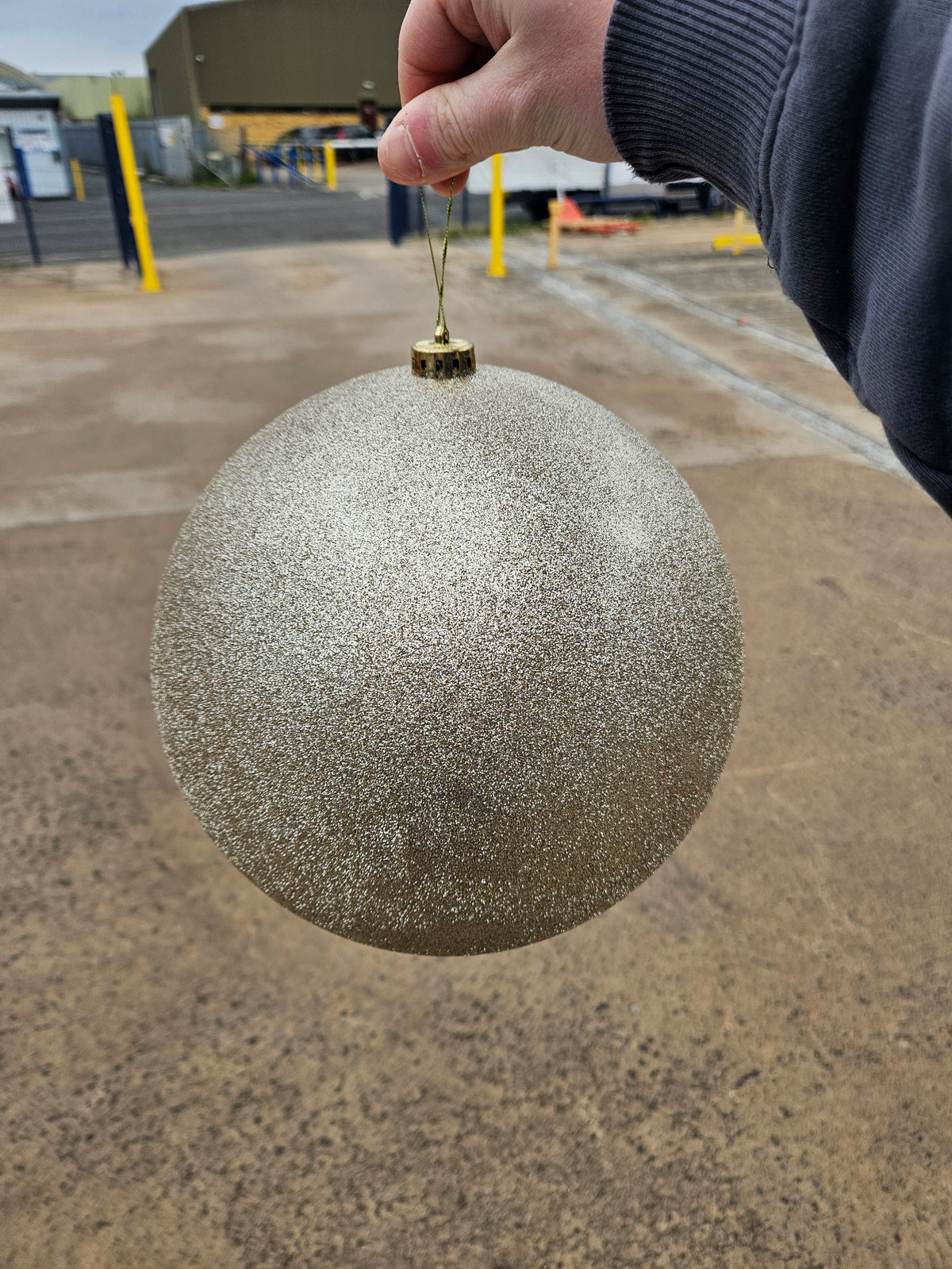 Giant 25cm Glittered Champagne Christmas Bauble