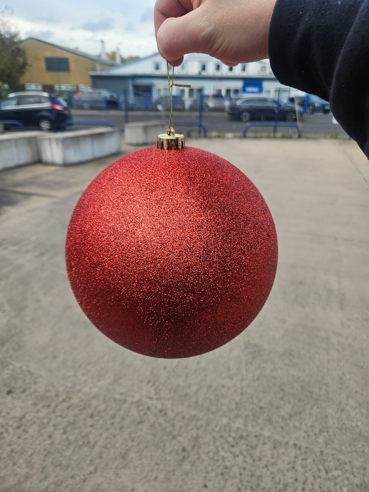 Large 20cm Glittered Red Christmas Bauble