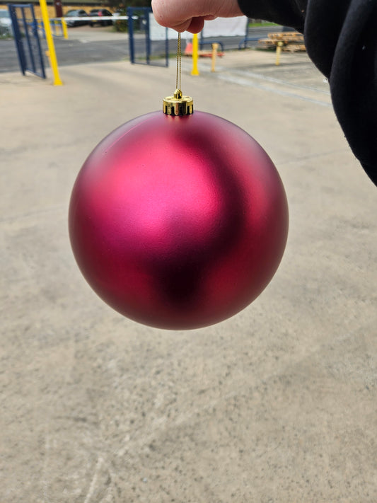 Large 20cm Matte Deep Pink Christmas Bauble