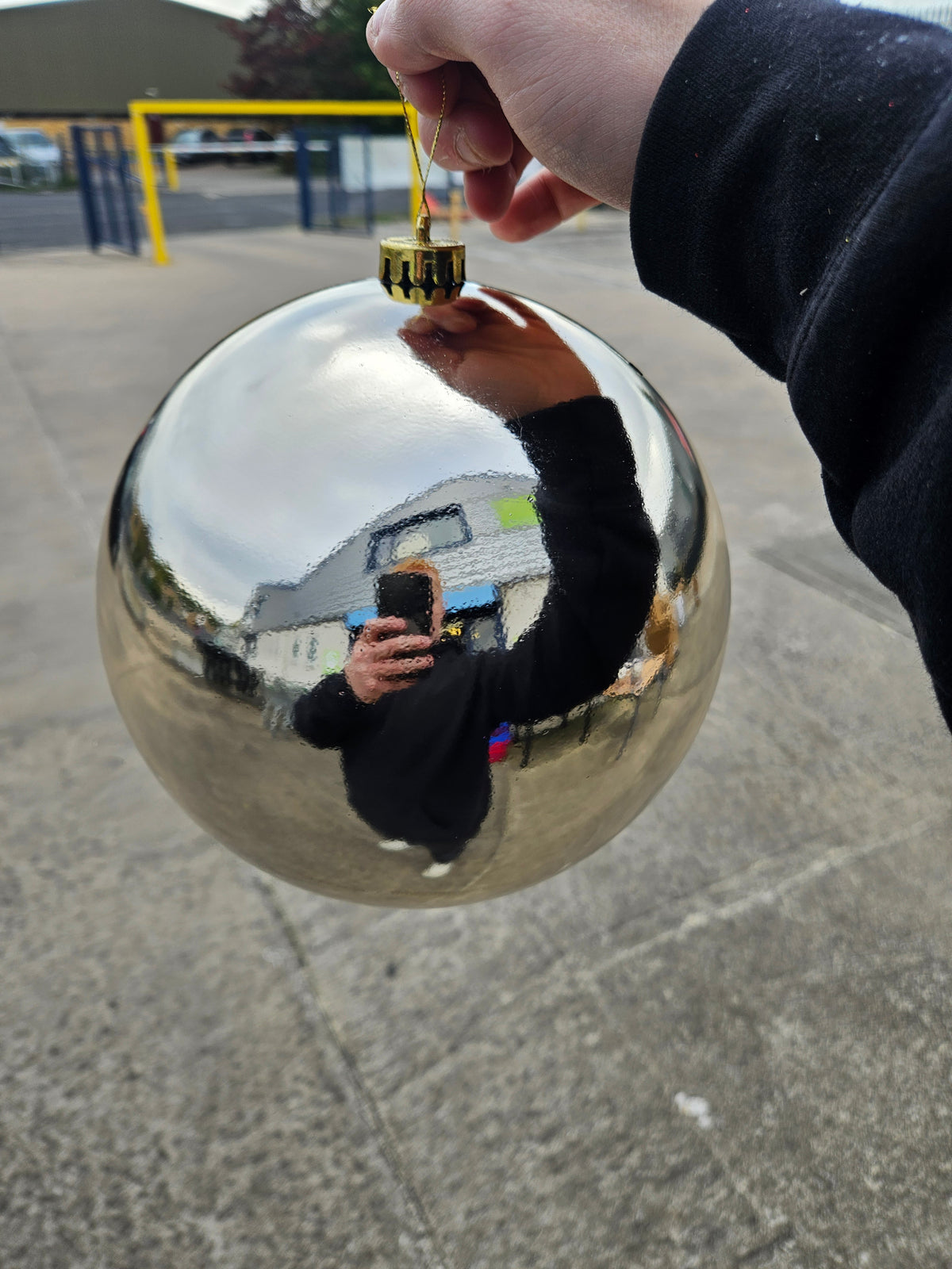 Large 20cm Shiny Champagne Christmas Bauble
