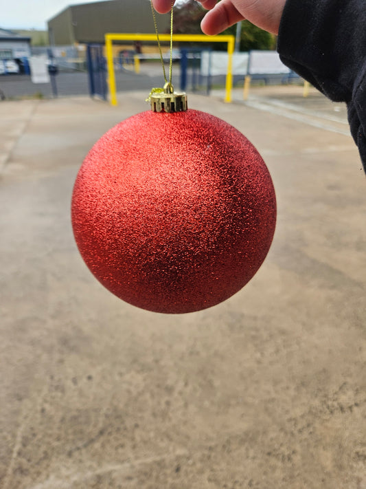 Large 15cm Glittered Red Christmas Bauble