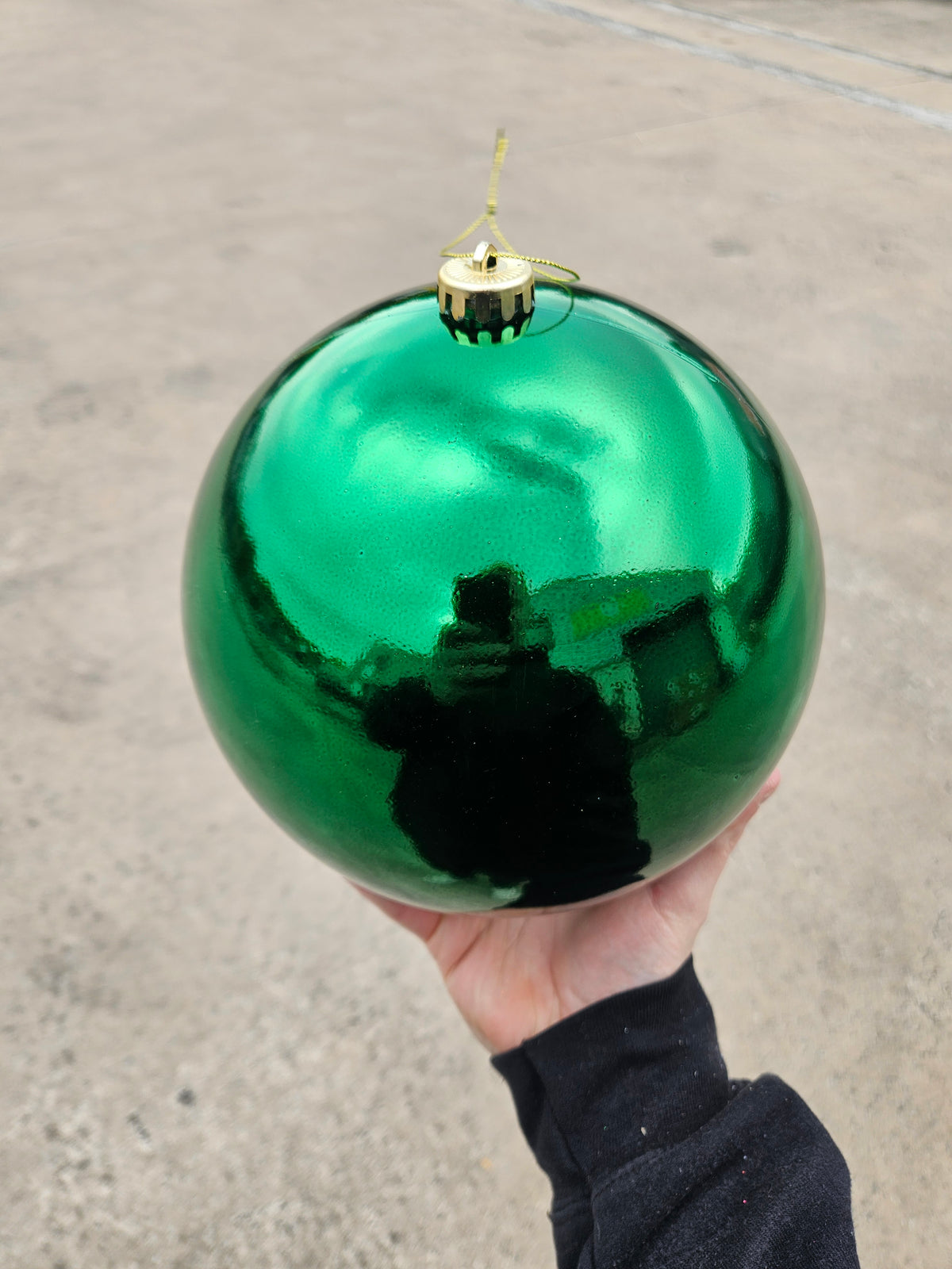 Large 20cm Shiny Green Christmas Bauble